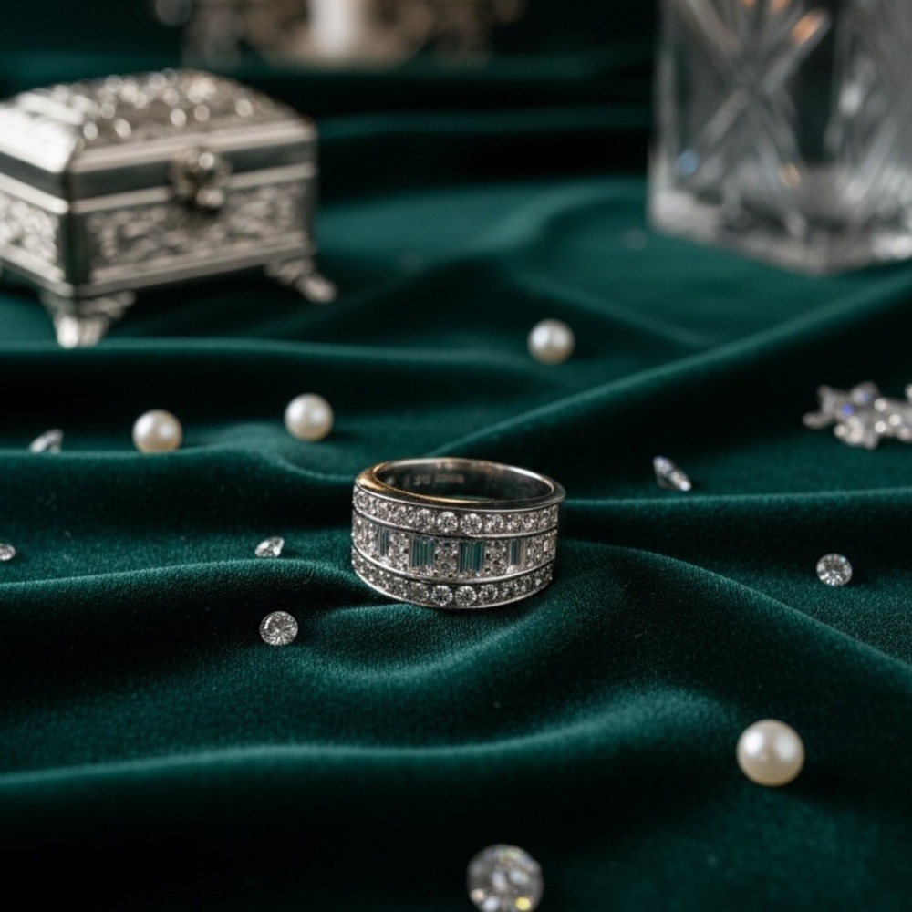 F925 DG CZ stamped multi faceted ring 6.5 1.57 carats weight 14.07 G​​